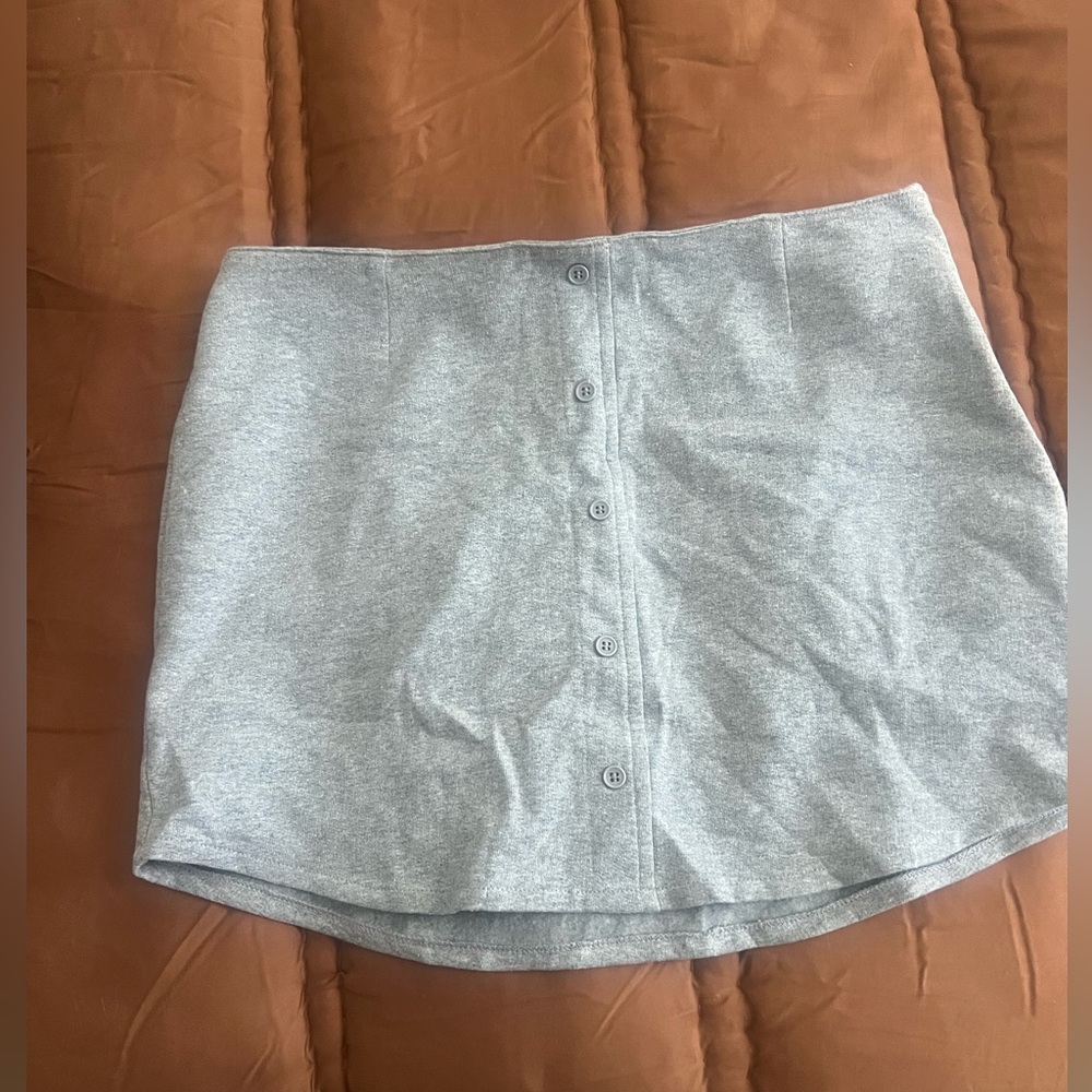 Danielle Guizio Light Gray Button-Front Mini Skirt size L